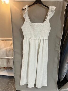 American Eagle Outfitters White Smocked Lace Sundress